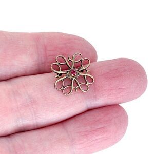 Vintage 1970 Avon 10K Gold Over Sterling Silver Ruby Service Award Pin Brooch